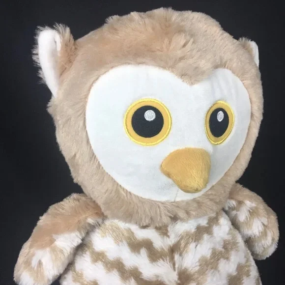 (SOLD) Annie The Owl Large Stuffed Plush Toy Embroidered 14" Soft Tan Nursery - Picture 8 of 16